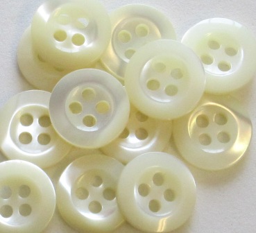Luminous mother of pearl shirt buttons, 4-hole, beveled edge