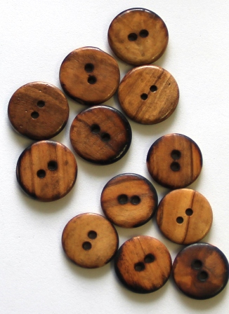 Plain two-hole wooden buttons, 2 sizes