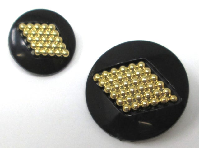 Black buttons with textured edge, 3 sizes